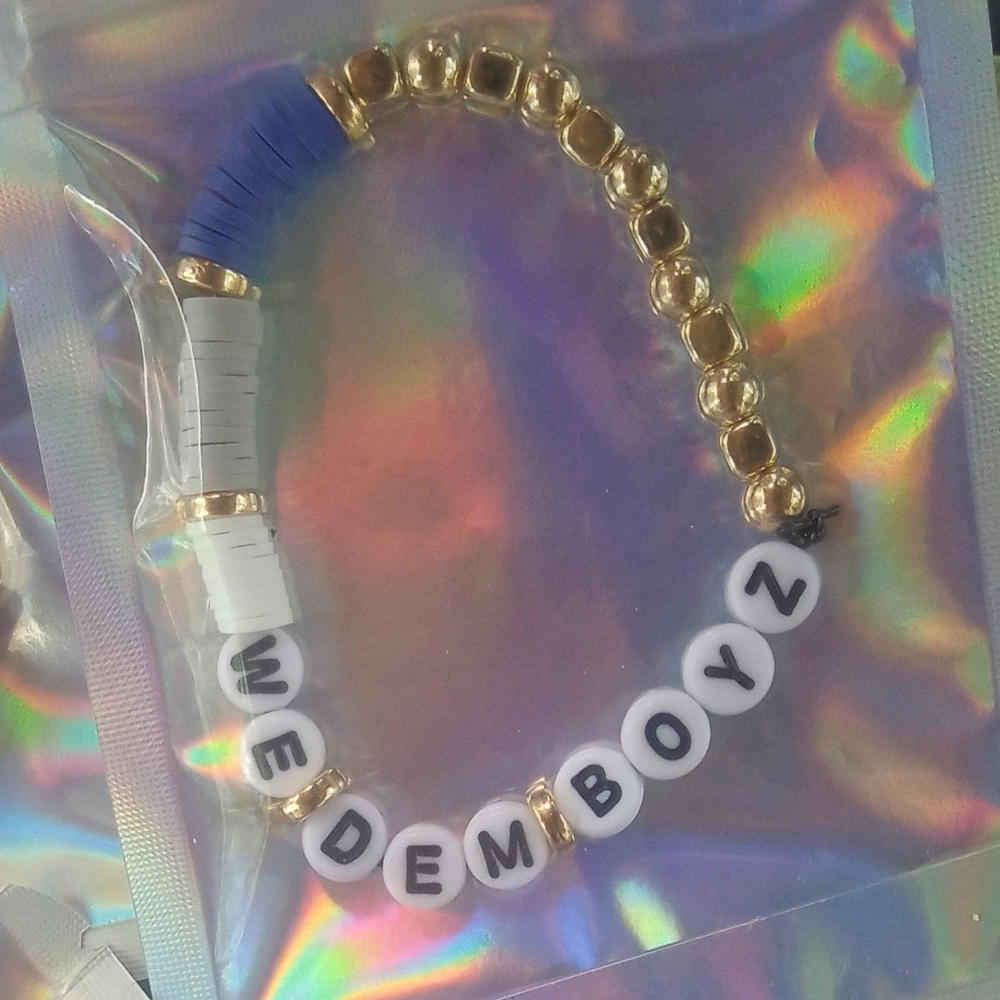 Gold and Blue Beaded Bracelet